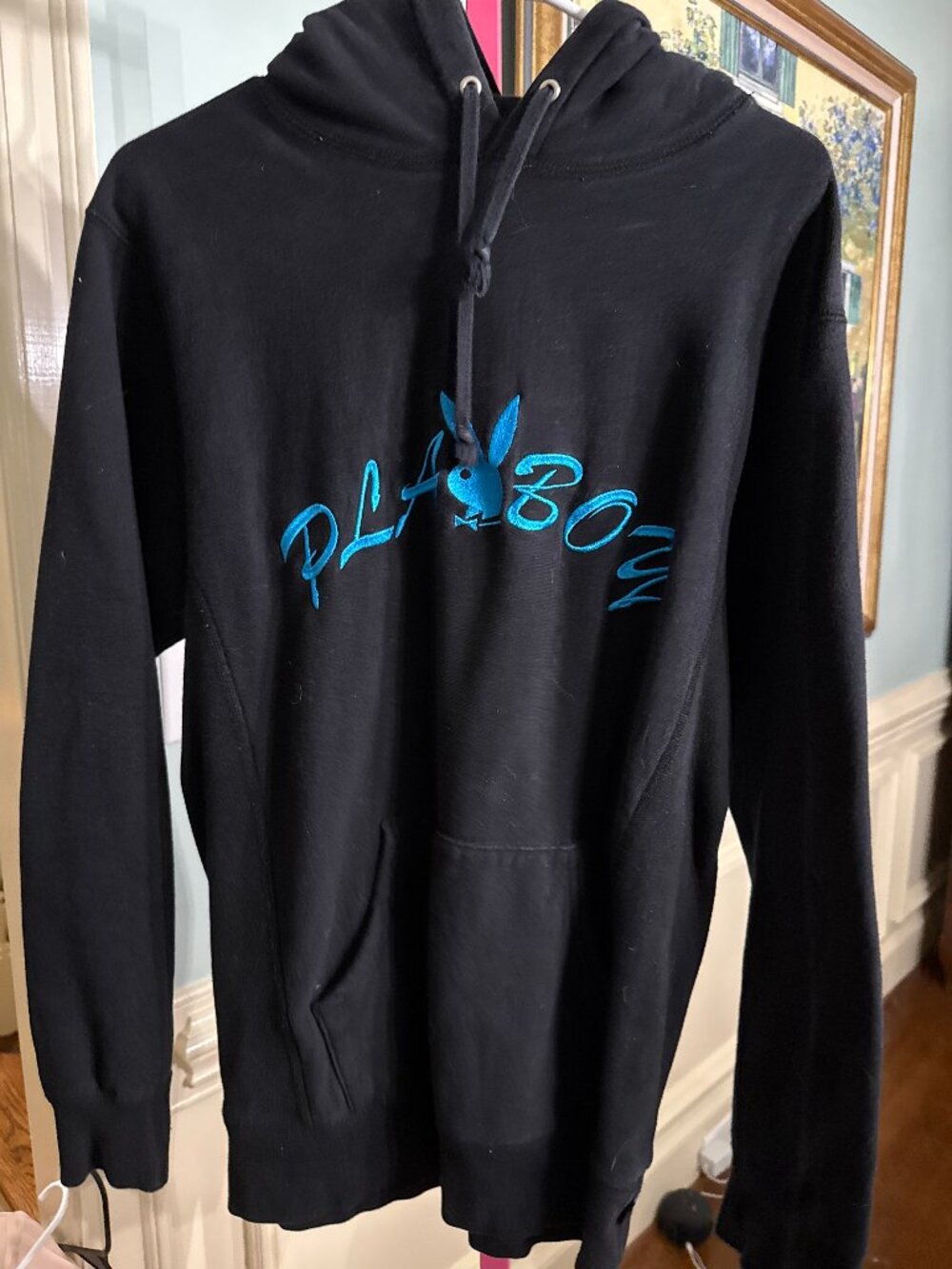 Supreme x Playboy Hooded Sweatshirt 'Black' with Blue (Spring/Summer 2017) - L